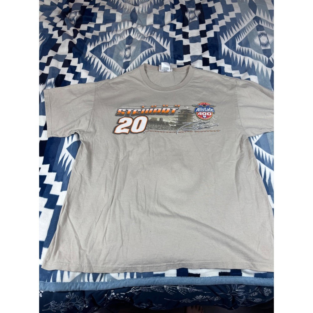 Chase Authentics Tony Stewart 20 NASCAR Allstate 400 Brickyard Tan Tee Mens XL